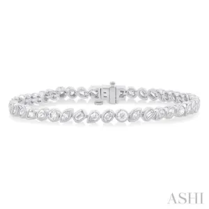 4 Ctw Mixed Diamond Cut Fashion Tennis Bracelet in 14K White Gold