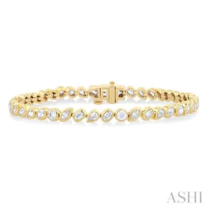 4.00 ctw Mixed Diamond Cut Fashion Tennis Bracelet in 14K Yellow Gold
