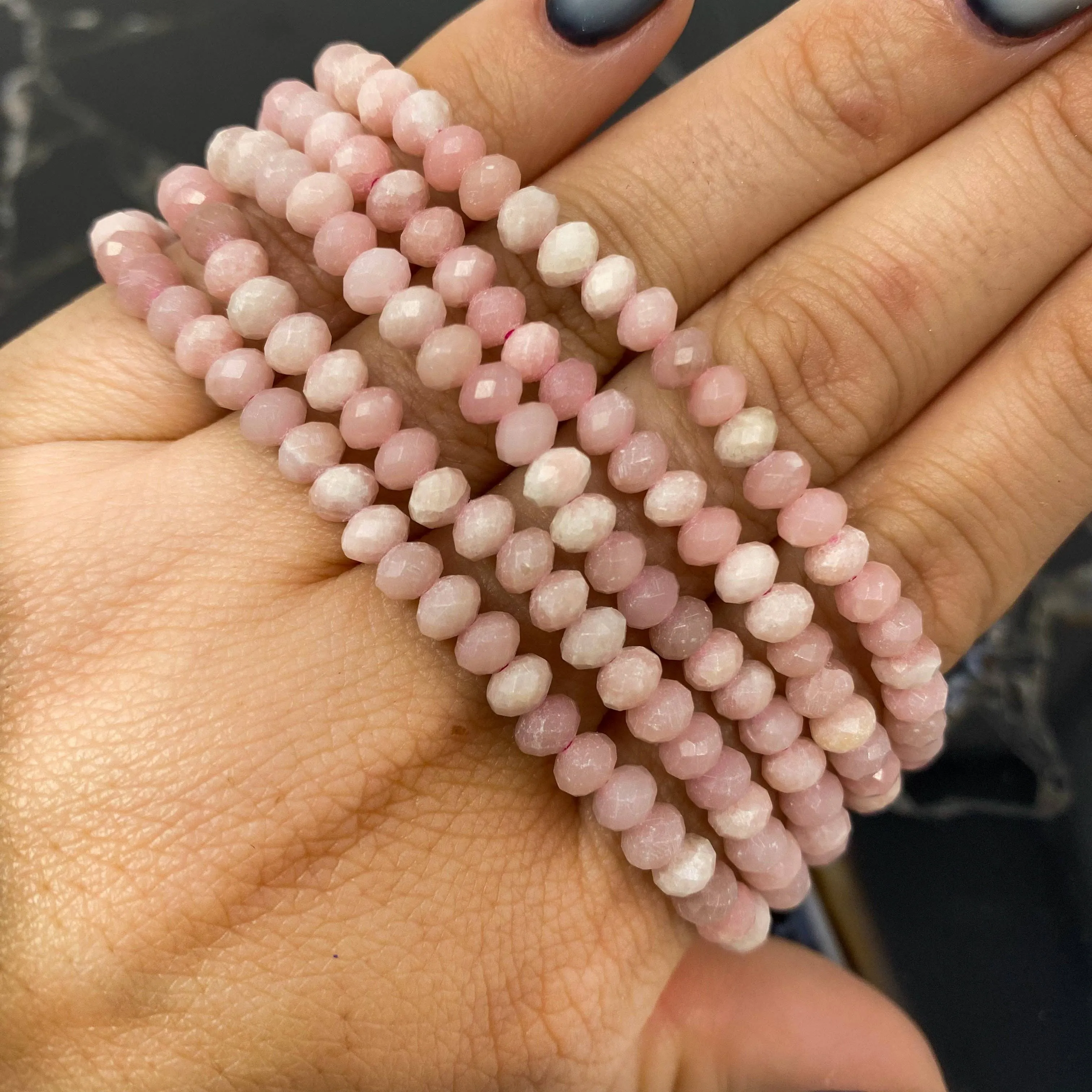 4mm Gem Cut Pink Opal Bracelet - 1 bracelet