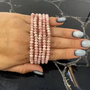 4mm Gem Cut Pink Opal Bracelet - 1 bracelet