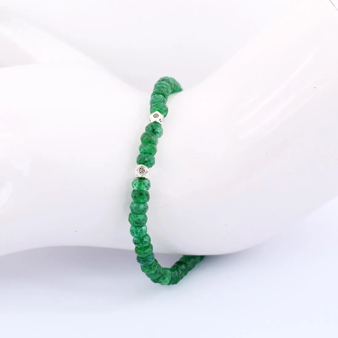 5 mm Emerald Gemstone Bracelet with Silver Finding, 100% Certified