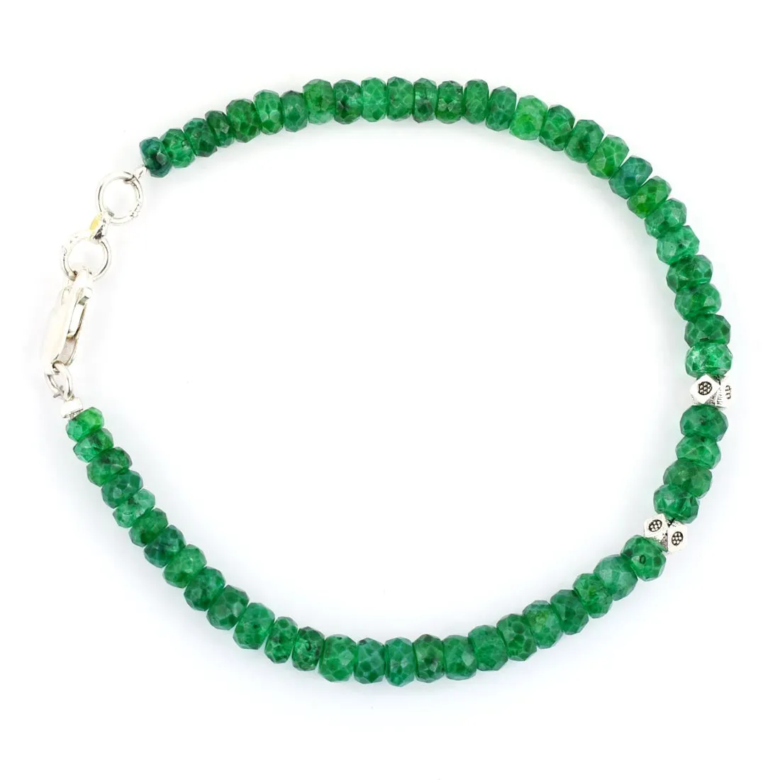 5 mm Emerald Gemstone Bracelet with Silver Finding, 100% Certified
