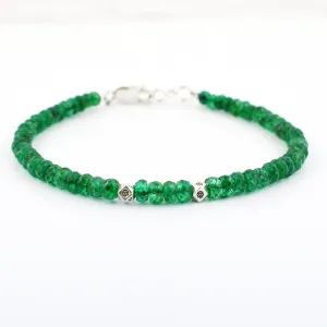5 mm Emerald Gemstone Bracelet with Silver Finding, 100% Certified