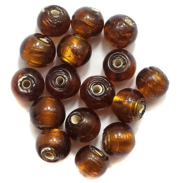 50 Pcs Silver Foil Round Beads Topaz 6mm