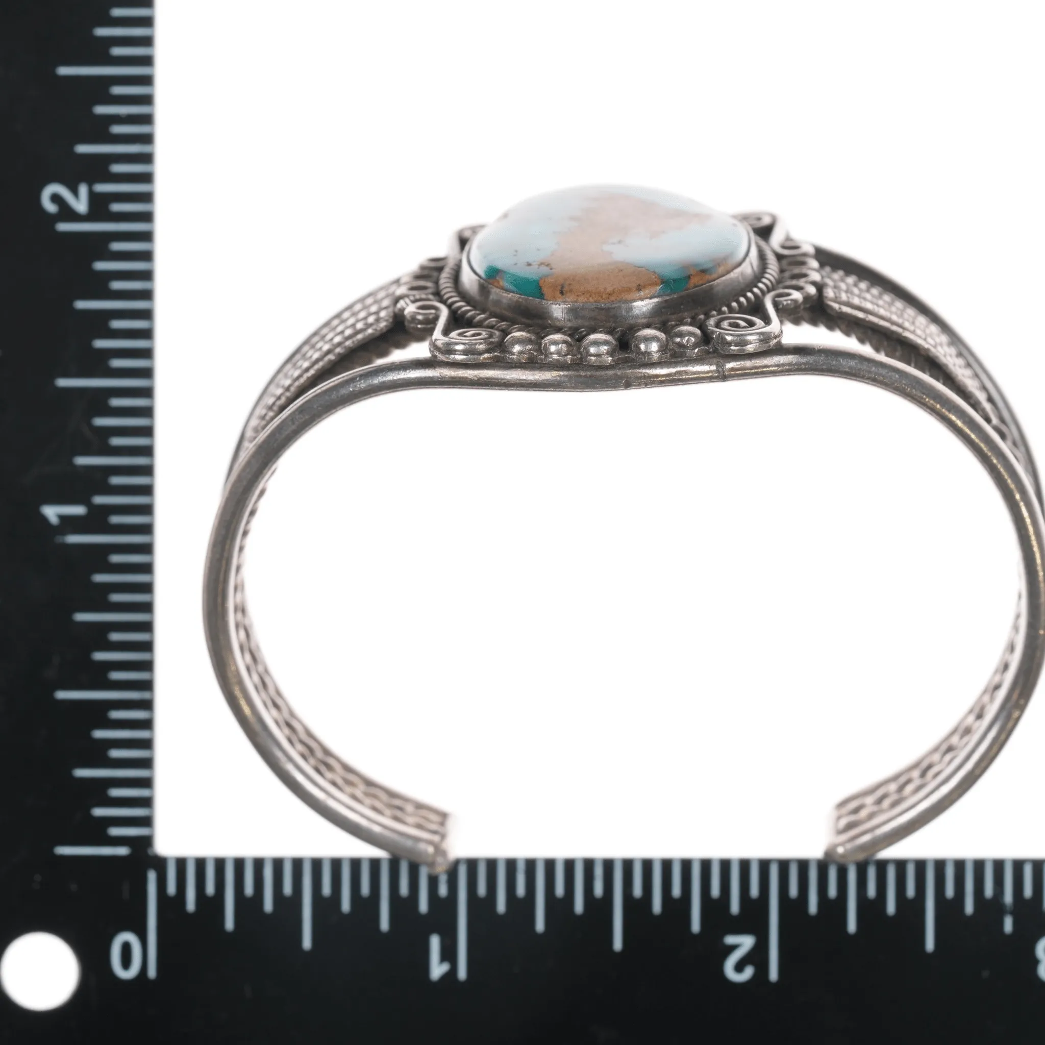 6.625" c1940's Native American silver high grade turquoise cuff bracelet