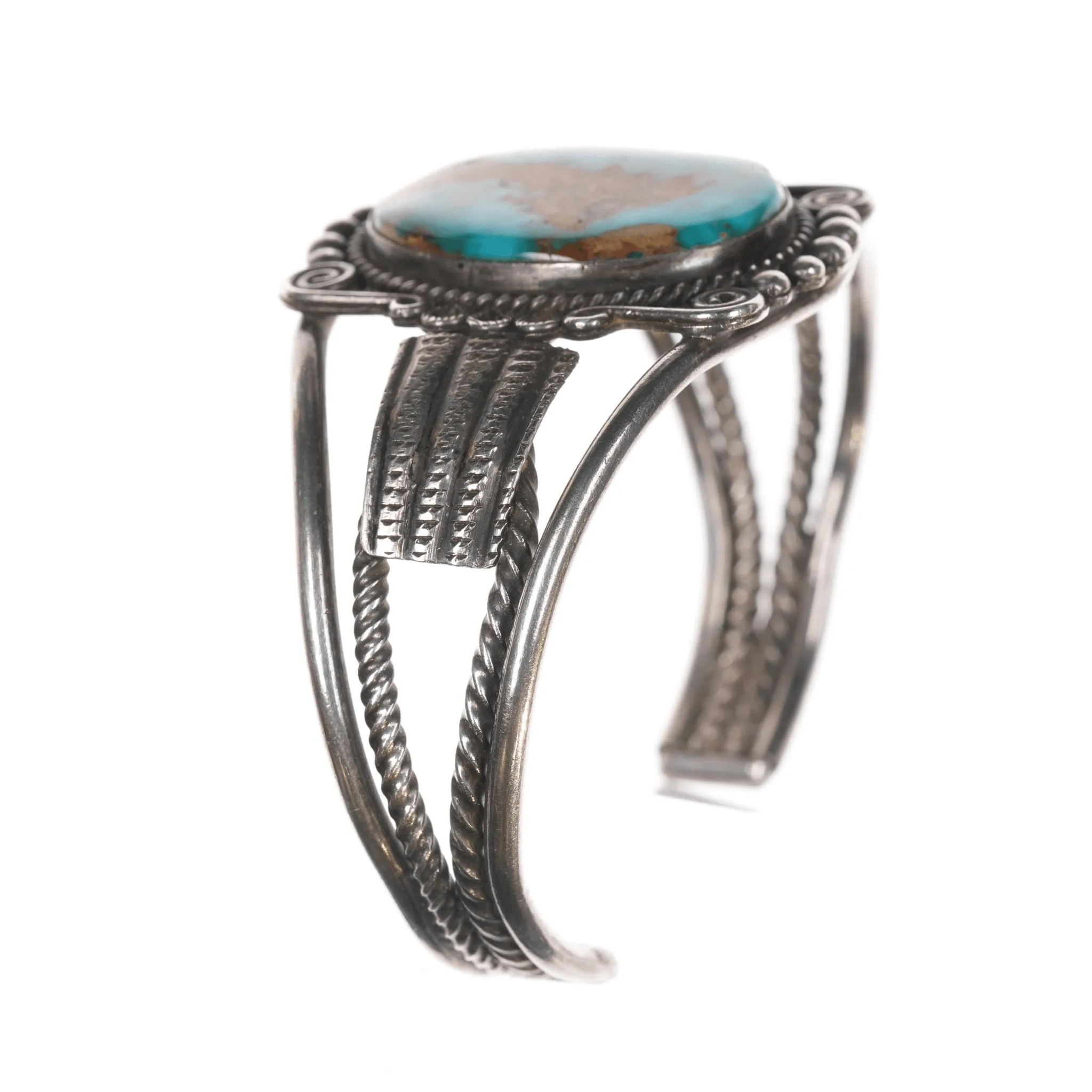 6.625" c1940's Native American silver high grade turquoise cuff bracelet