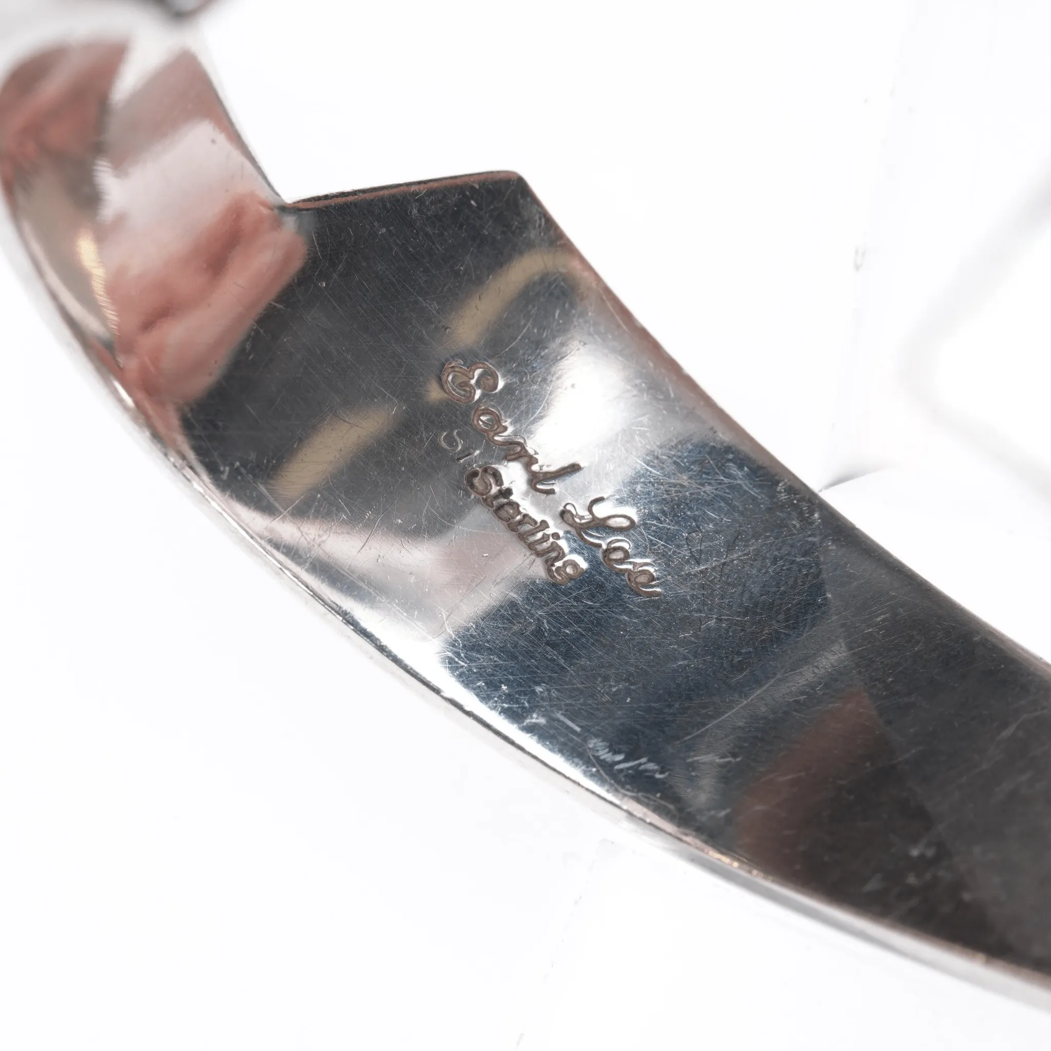 6.625" Earl Lee Navajo sterling Rhodonite channel inlay cuff bracelet