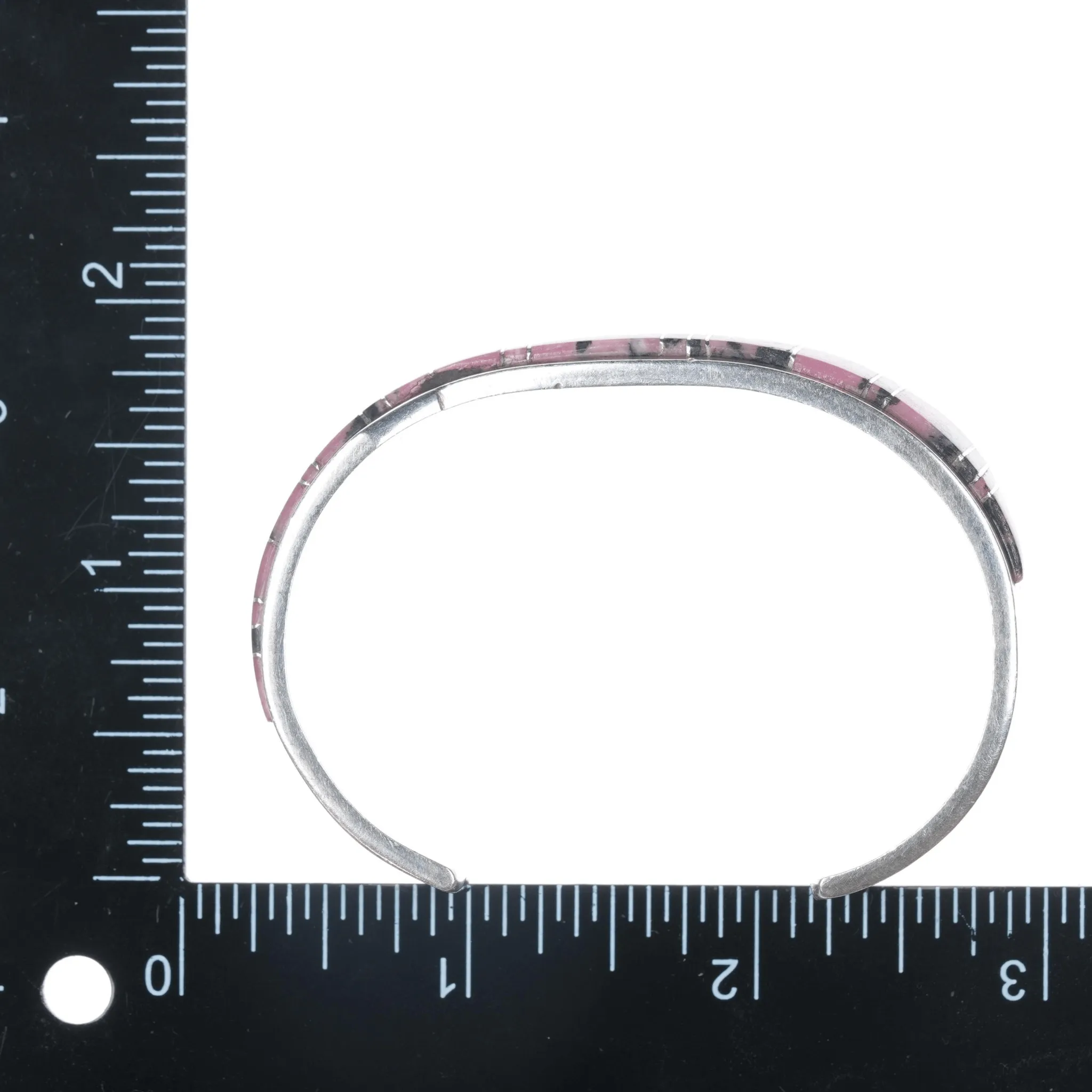 6.625" Earl Lee Navajo sterling Rhodonite channel inlay cuff bracelet