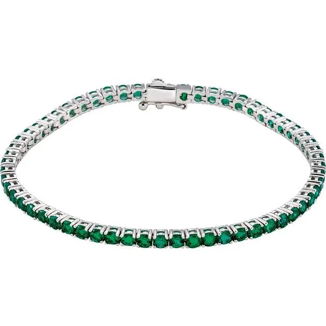 7.30 ct. Genuine Emerald Tennis Bracelet 7.25 inches