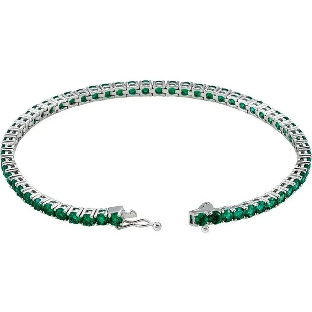 7.30 ct. Genuine Emerald Tennis Bracelet 7.25 inches