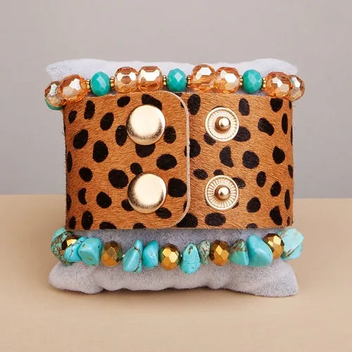 74707 - Stacked Bracelets - Turquoise Leopard
