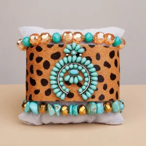 74707 - Stacked Bracelets - Turquoise Leopard