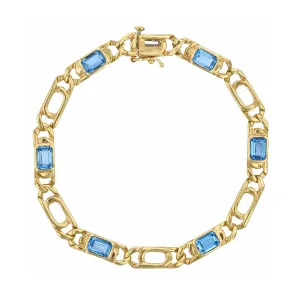 7.5" Blue Topaz Link Bracelet | Pre-Loved | 9K Yellow Gold