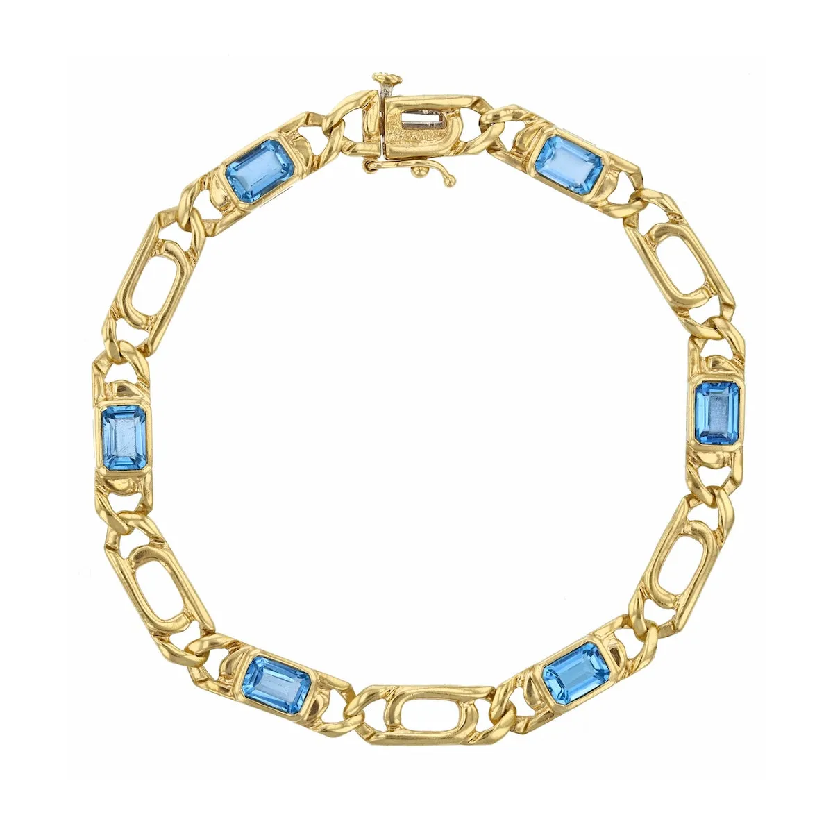 7.5" Blue Topaz Link Bracelet | Pre-Loved | 9K Yellow Gold