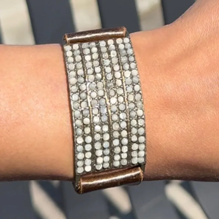 8 Rows Leather Bracelet – With Gems