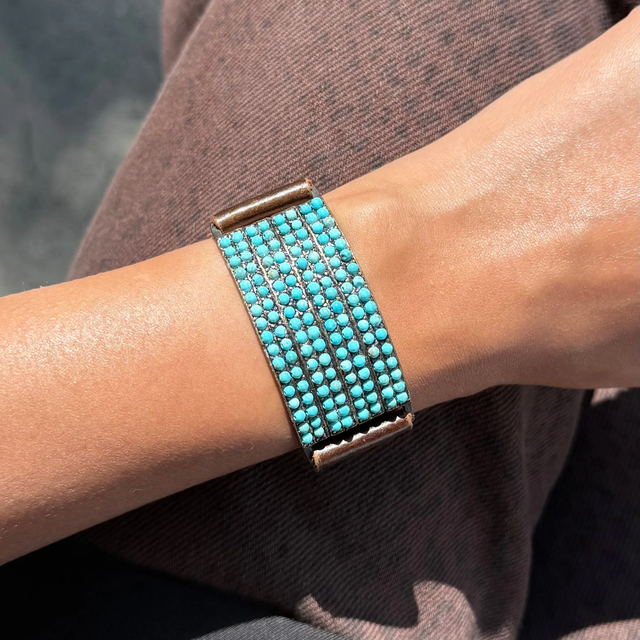8 Rows Leather Bracelet – With Gems