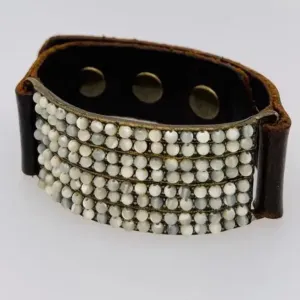 8 Rows Leather Bracelet – With Gems