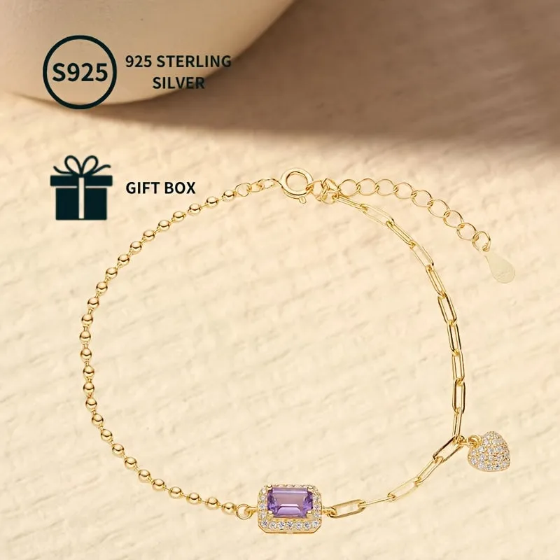 925 Silver Amethyst Bracelet - Ideal Gift for Her
