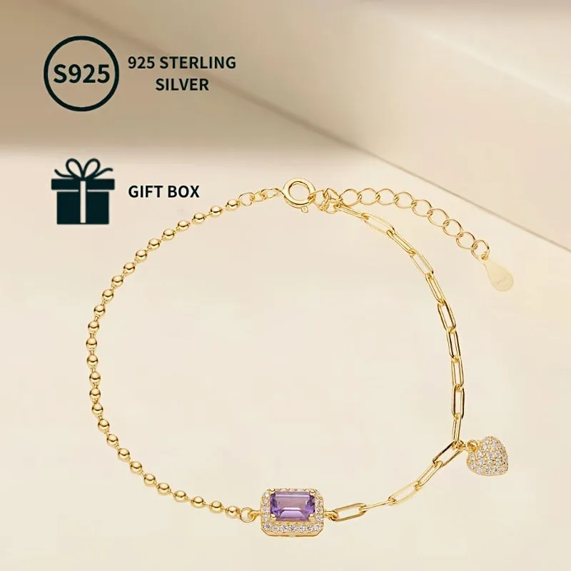 925 Silver Amethyst Bracelet - Ideal Gift for Her