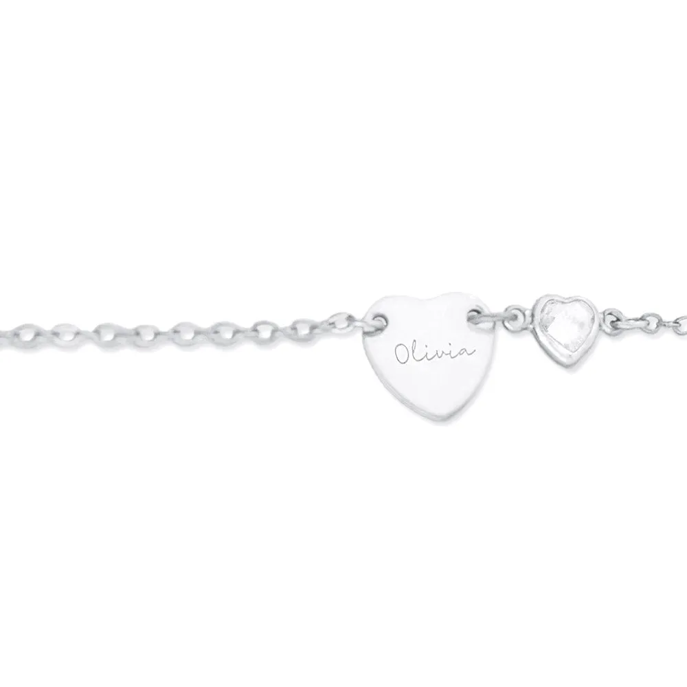 925 Silver Double Heart Shop Personalized Heart Bracelets