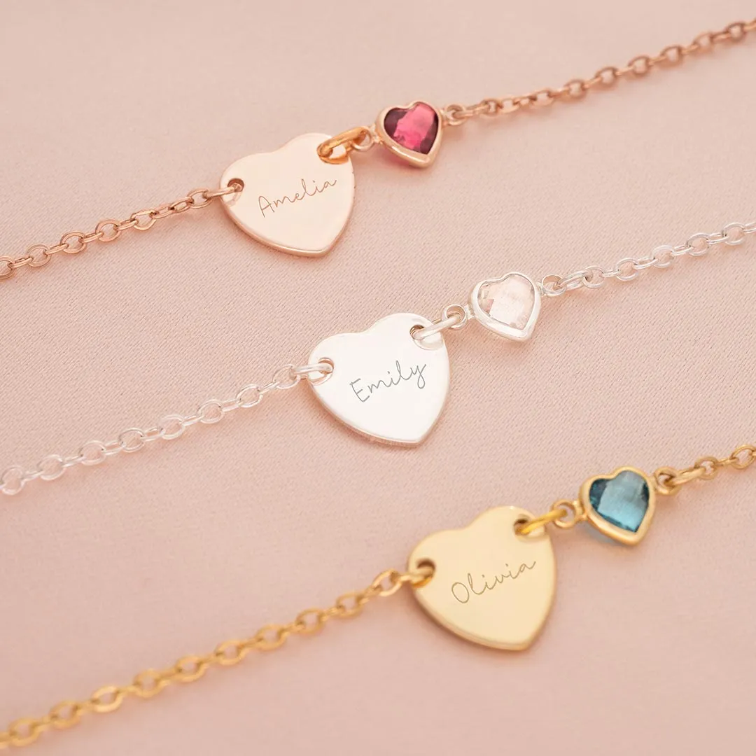 925 Silver Double Heart Shop Personalized Heart Bracelets