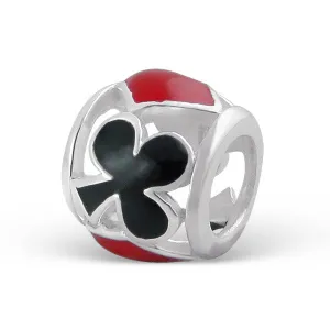 .925 Sterling Silver Ace of Spades Charm Spacer Bead for Snake Chain Charm Bracelet