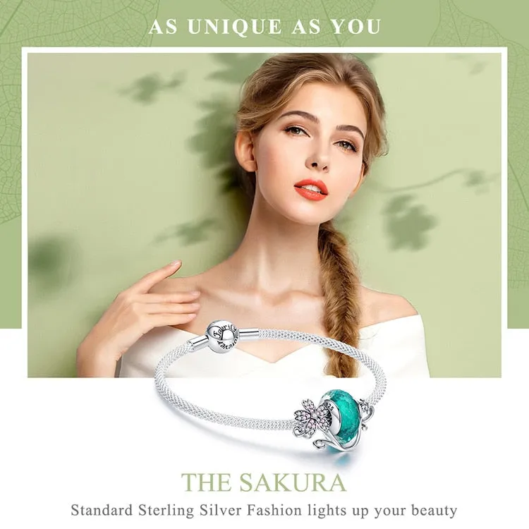 925 Sterling Silver Daisy Flower Green Glass Bracelets