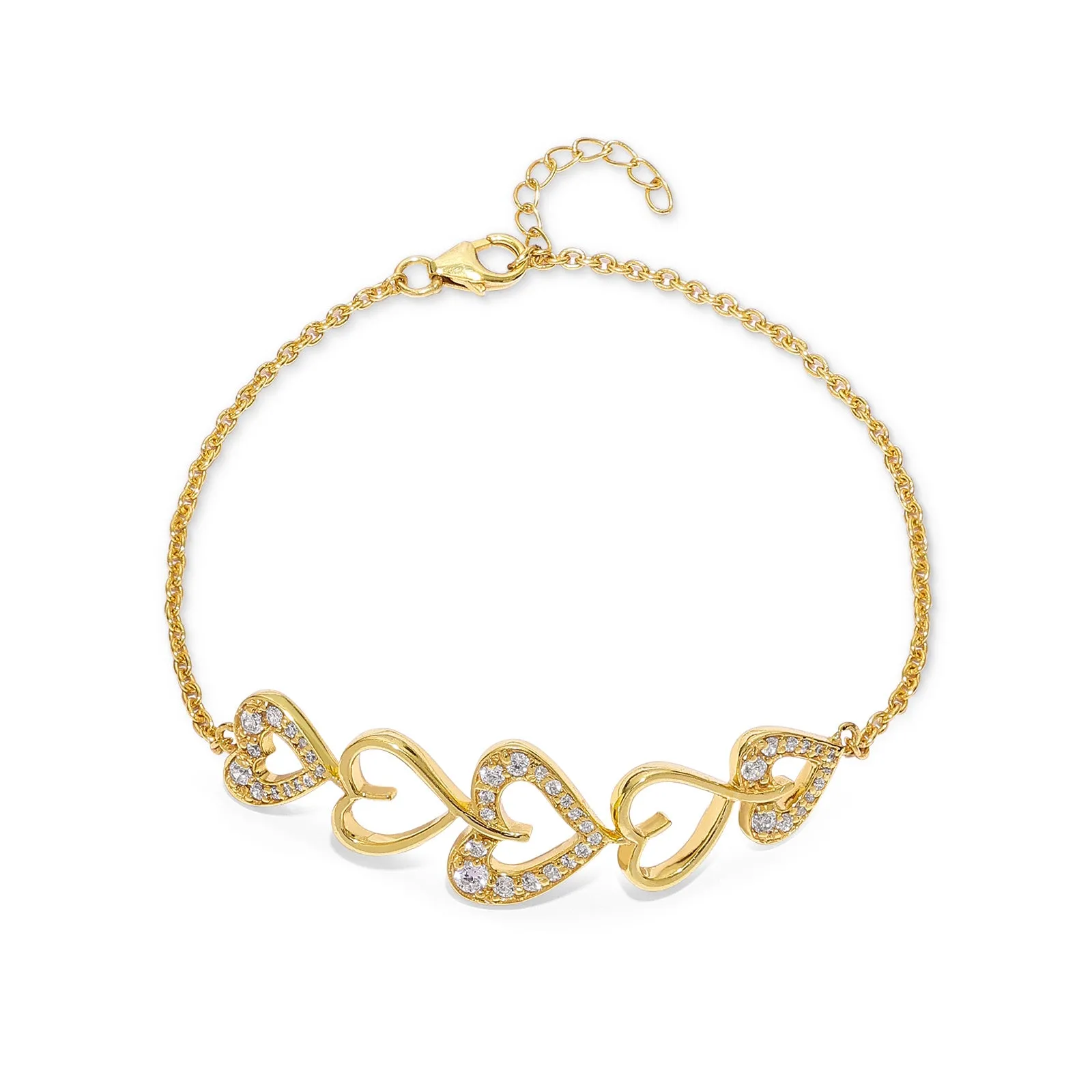 925 Sterling Silver Golden Heart - Shaped Bracelet