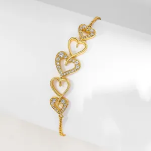 925 Sterling Silver Golden Heart - Shaped Bracelet