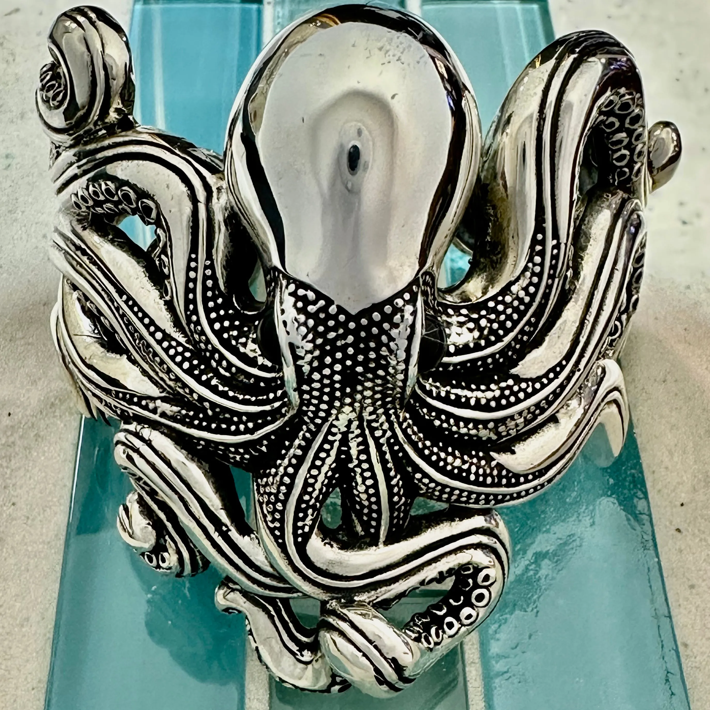 925 Sterling Silver Large Octopus Cuff Bracelet