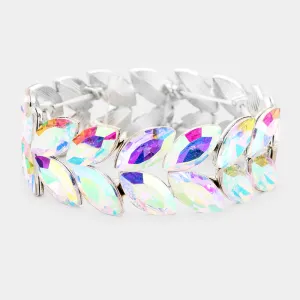 AB Crystal Marquise Shaped Stone Stretch Bracelet  | 432251