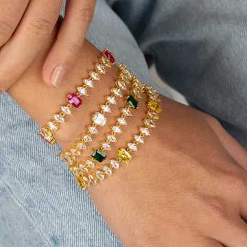 Adina Eden Colored Baguette X Marquise Tennis Bracelet