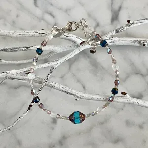 Adjustable "Iris Drops" Brilliant Lights Glass Collection Strung Bracelet by Arpaia in Sterling Silver with Czech Glass