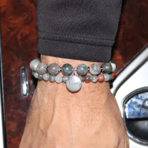 African Bloodstone Bead Bracelet Set