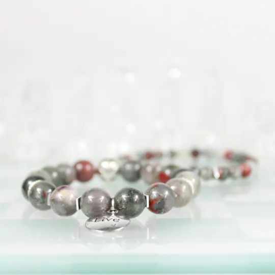 African Bloodstone Bead Bracelet Set