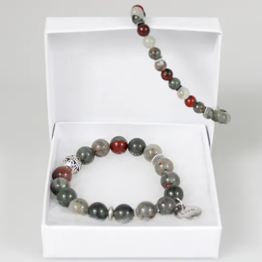 African Bloodstone Bead Bracelet Set