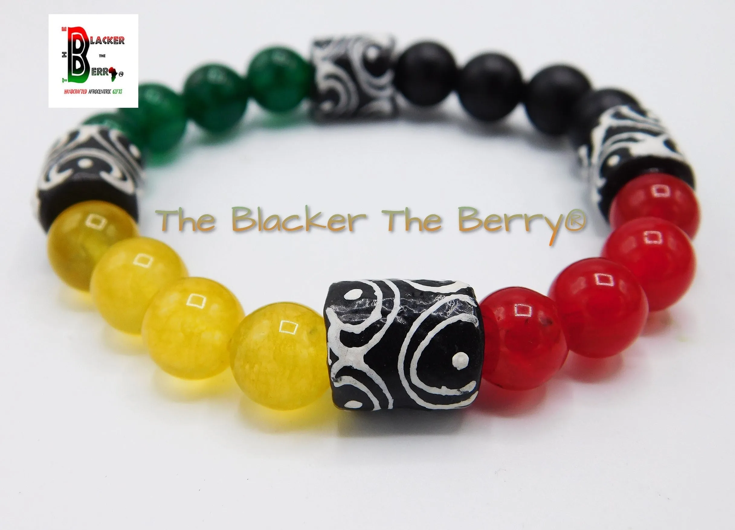 African Bracelets Rasta Beaded Handmade Stretch Jewelry Red Black Green Yellow