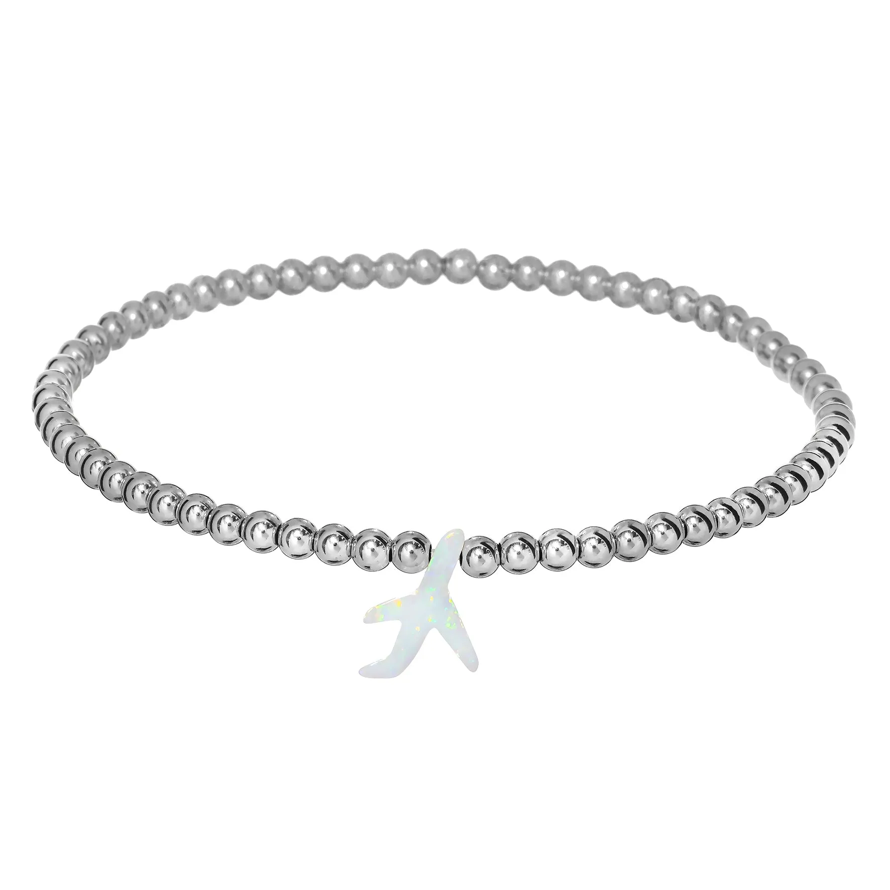 AIRPLANE | Opal Charm and 14K Gold Filled Beads Bracelet
