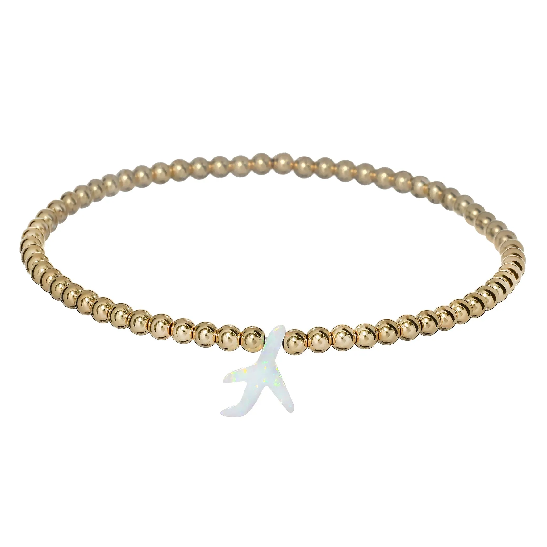 AIRPLANE | Opal Charm and 14K Gold Filled Beads Bracelet