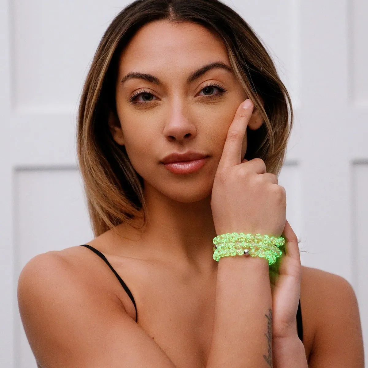 Alabaster | .925 Sterling Silver | Firefly Glass Bracelet