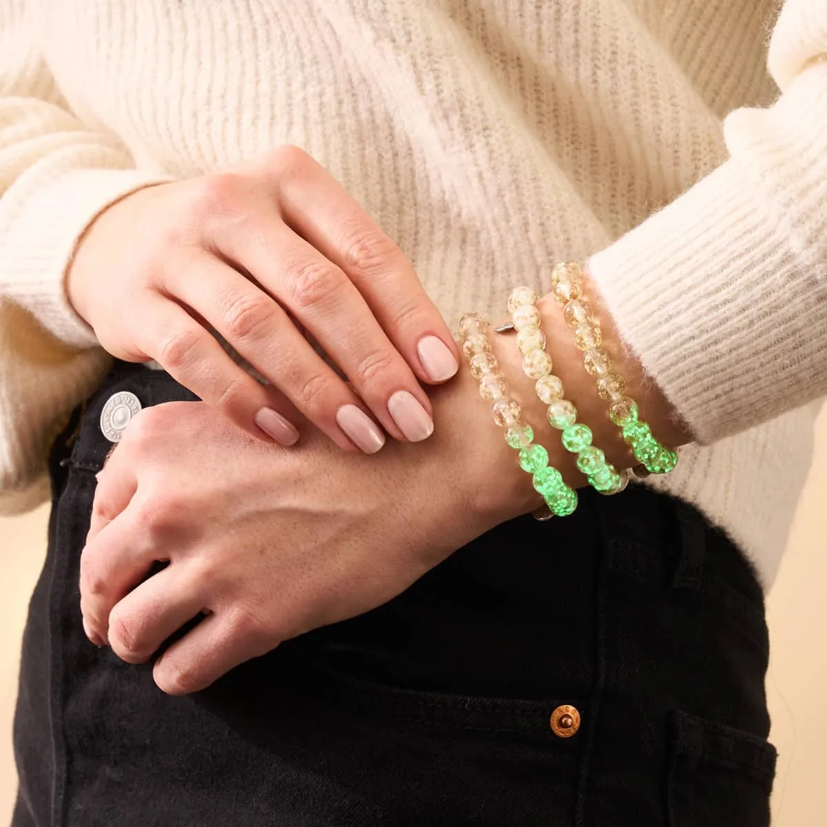 Alabaster | .925 Sterling Silver | Firefly Glass Bracelet