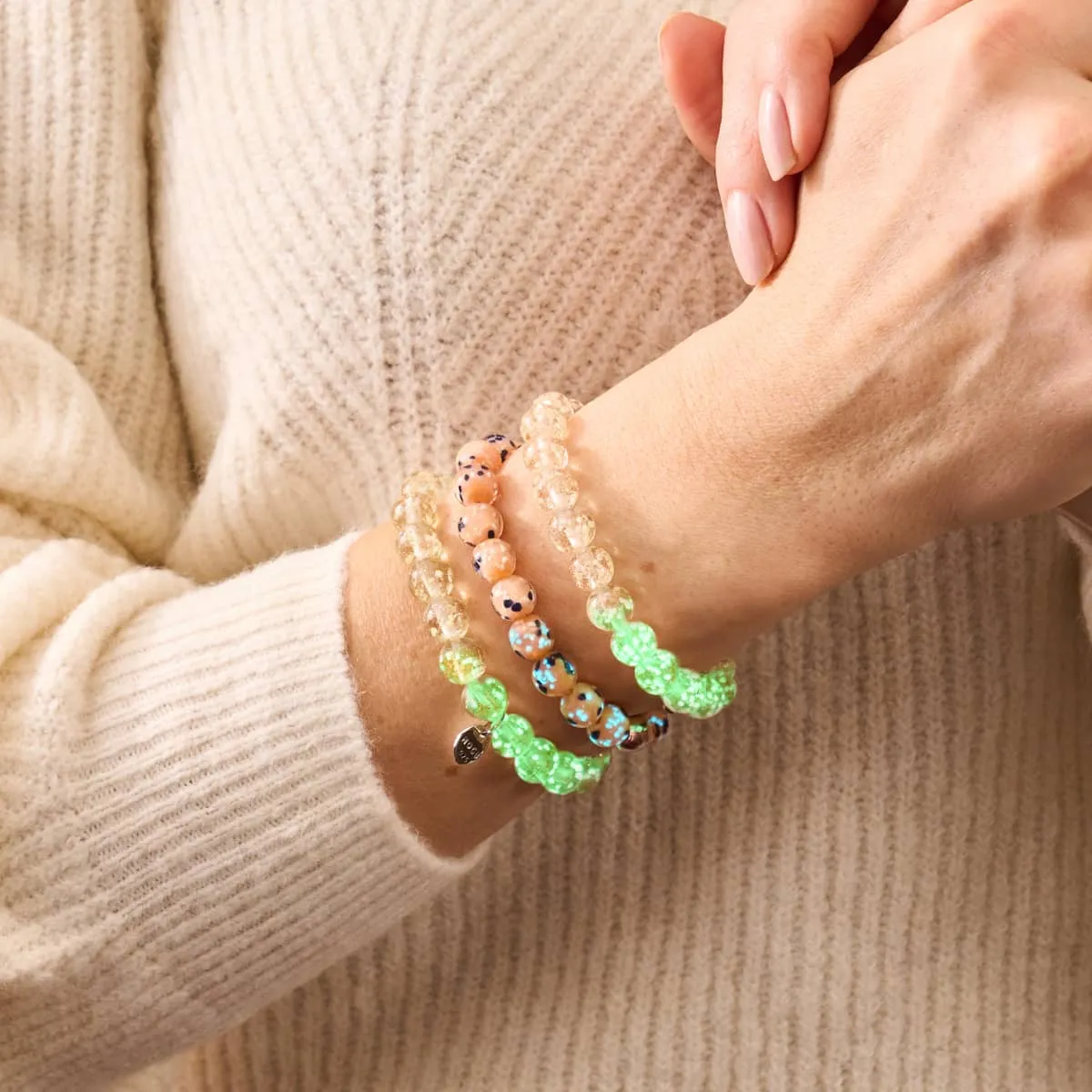 Alabaster | .925 Sterling Silver | Firefly Glass Bracelet