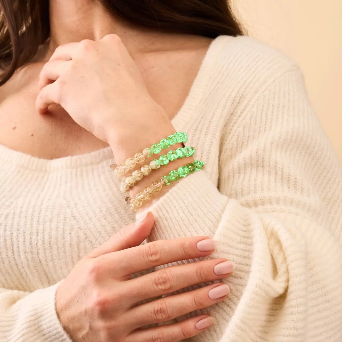 Alabaster | .925 Sterling Silver | Firefly Glass Bracelet