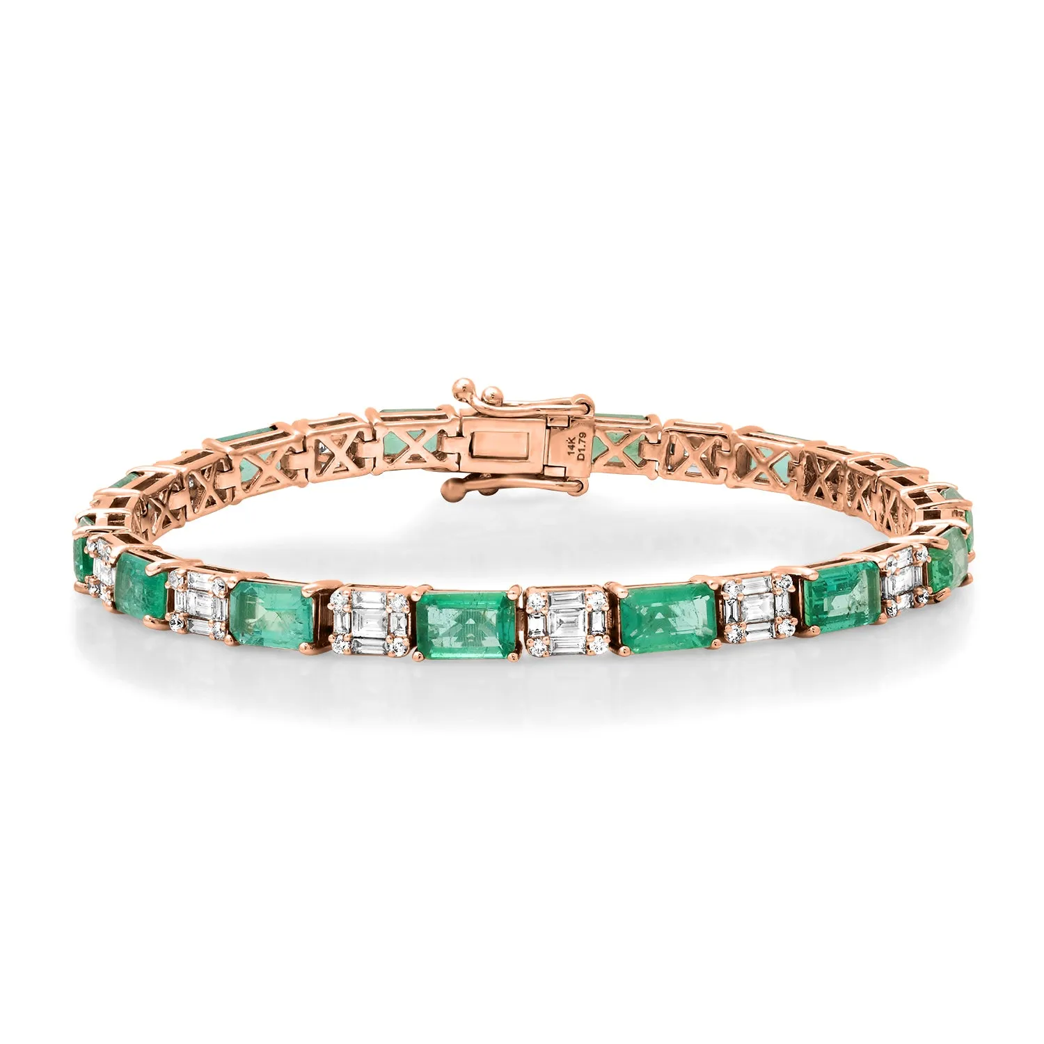 Alternating Emerald & Diamond Illusion Eternity Bracelet