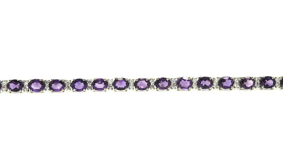 Amethyst & Cubic Zirconia Bracelet in Sterling Silver