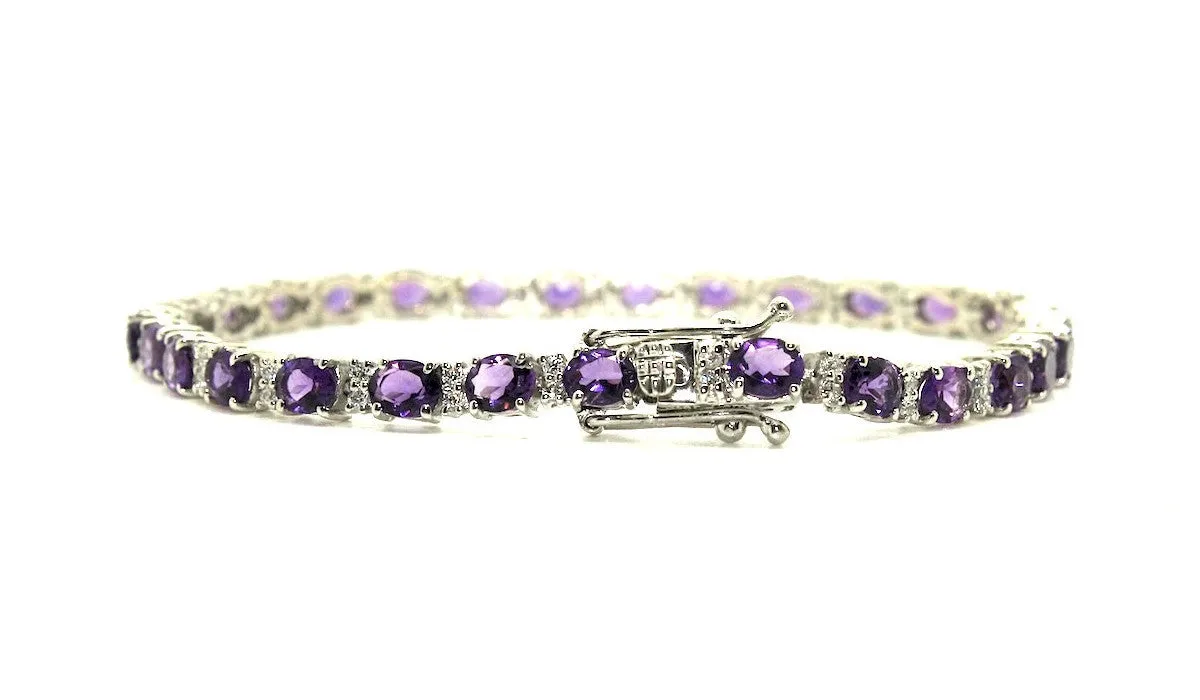 Amethyst & Cubic Zirconia Bracelet in Sterling Silver