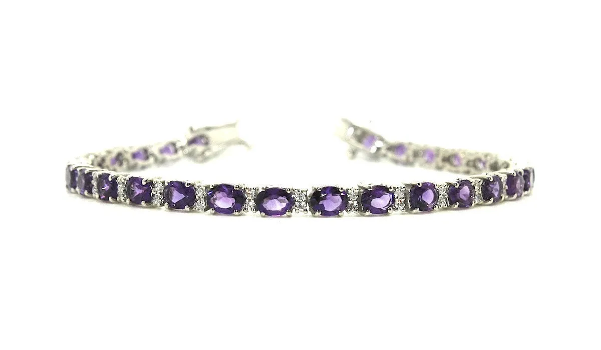 Amethyst & Cubic Zirconia Bracelet in Sterling Silver