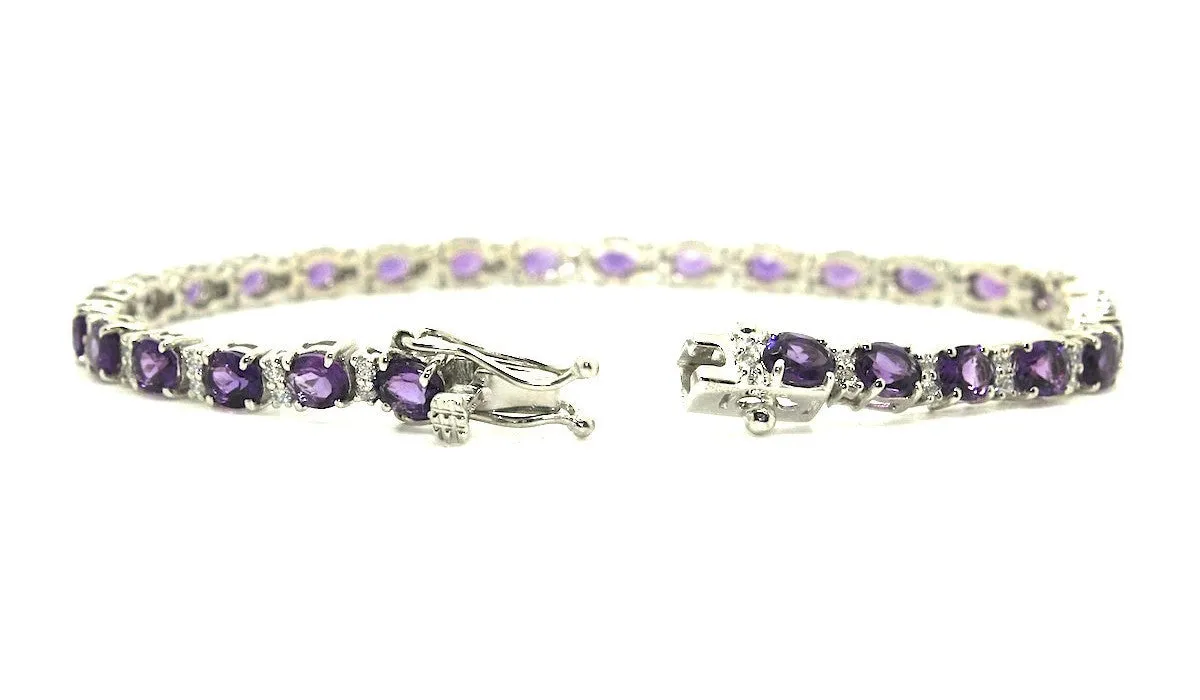 Amethyst & Cubic Zirconia Bracelet in Sterling Silver