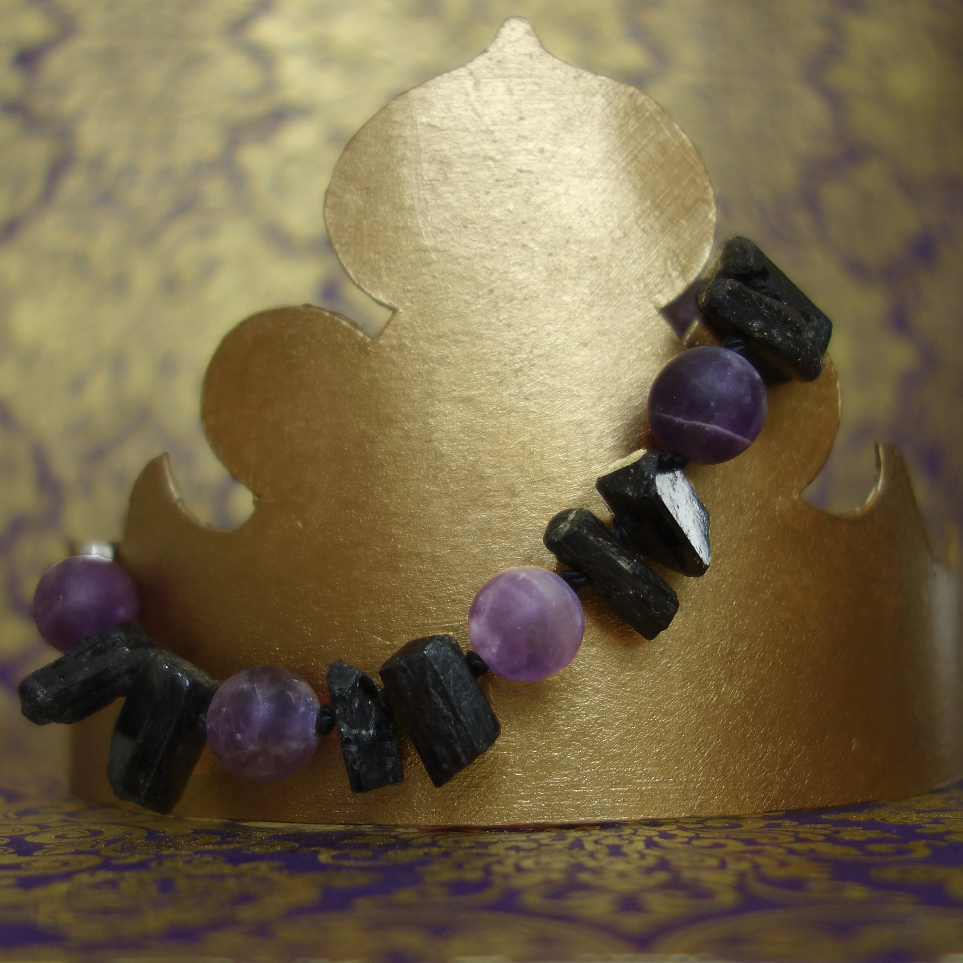 Amethyst and Black Tourmaline bracelet