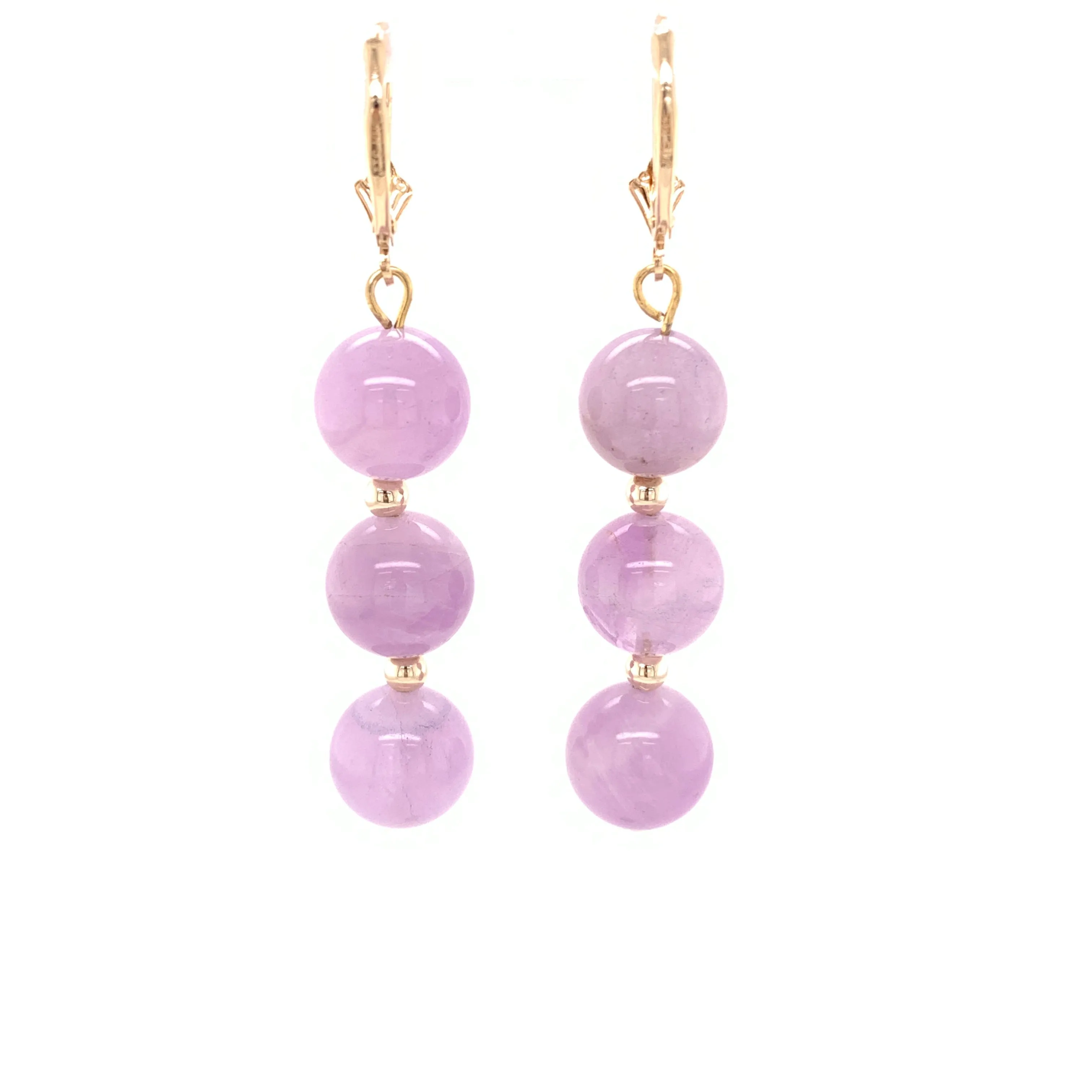 Amethyst Bead Dangle Earrings 14k